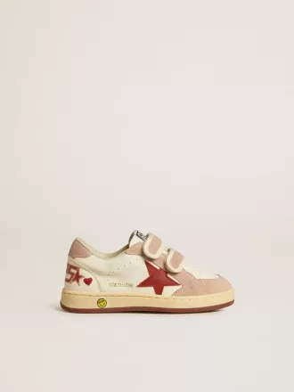 Ball Star Junior in nappa con stella in nappa e linguetta sul tallone in pelle scamosciata rosa