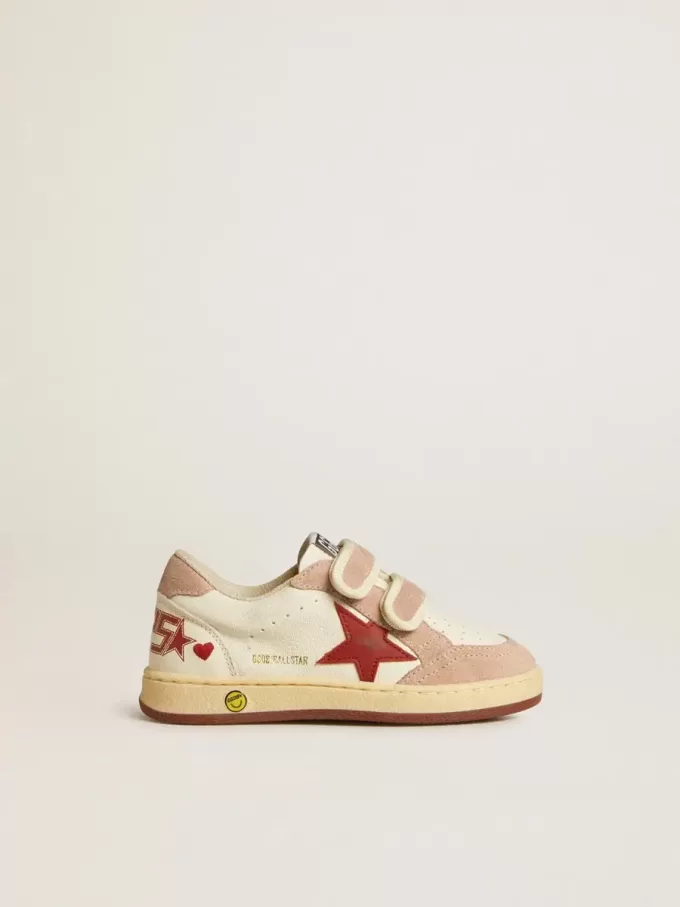 Ball Star Junior in nappa con stella in nappa e linguetta sul tallone in pelle scamosciata rosa