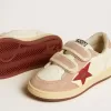 Ball Star Junior in nappa con stella in nappa e linguetta sul tallone in pelle scamosciata rosa