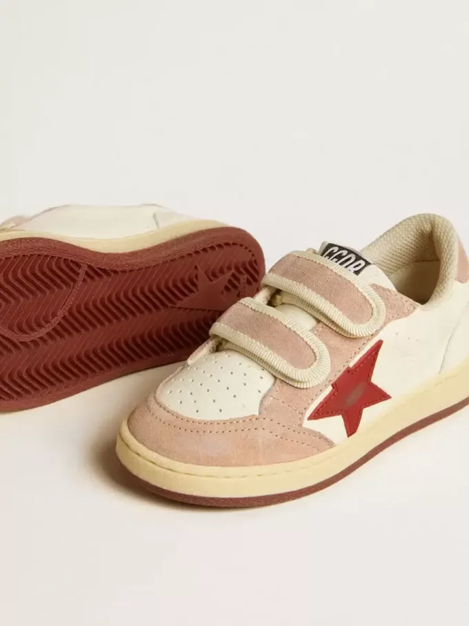 Ball Star Junior in nappa con stella in nappa e linguetta sul tallone in pelle scamosciata rosa