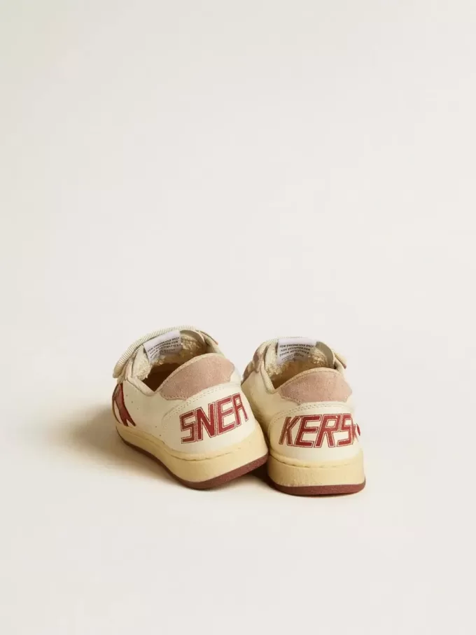Ball Star Junior in nappa con stella in nappa e linguetta sul tallone in pelle scamosciata rosa