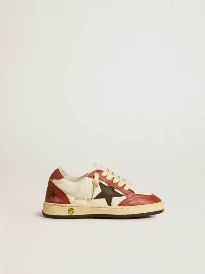 Ball Star Junior in nappa con stella nera e inserti in pelle rossa Ball Star Junior in nappa con stella nera e inserti in pelle rossa