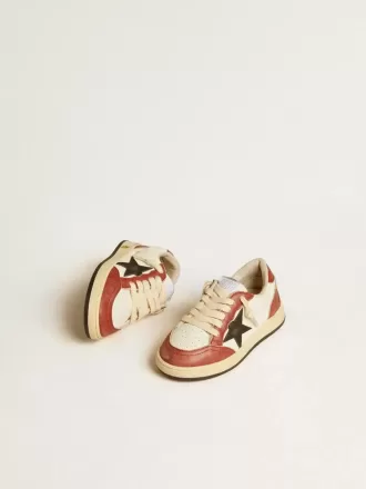 Ball Star Junior in nappa con stella nera e inserti in pelle rossa Ball Star Junior in nappa con stella nera e inserti in pelle rossa