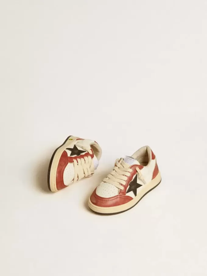 Ball Star Junior in nappa con stella nera e inserti in pelle rossa Ball Star Junior in nappa con stella nera e inserti in pelle rossa