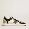Ball Star LAB da uomo in pelle argentata con stella in pelle marrone e linguetta nera sul tallone