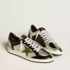 Ball Star LAB da uomo in pelle argentata con stella in pelle marrone e linguetta nera sul tallone