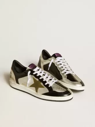 Ball Star LAB da uomo in pelle argentata con stella in pelle marrone e linguetta nera sul tallone