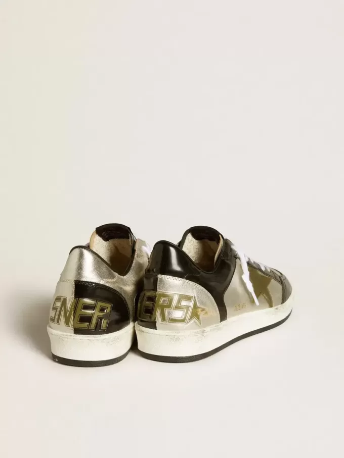 Ball Star LAB da uomo in pelle argentata con stella in pelle marrone e linguetta nera sul tallone