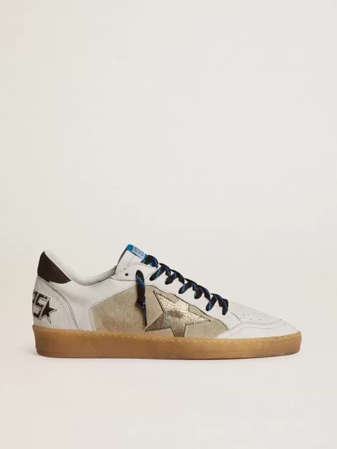 Ball Star LTD con stella in pelle crackle laminata e linguetta sul tallone in pelle marrone Ball Star LTD con stella in pelle crackle laminata e linguetta sul tallone in pelle marrone