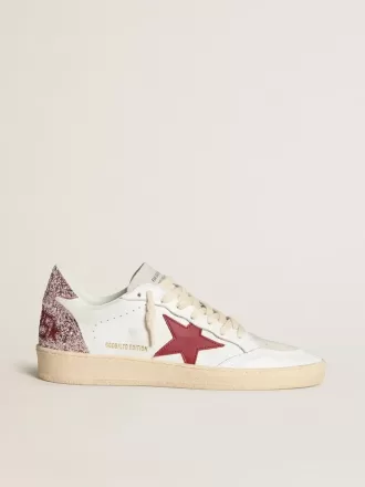 Ball Star LTD da donna con stella in pelle rossa e linguetta del tallone rosa glitterata Ball Star LTD da donna con stella in pelle rossa e linguetta del tallone rosa glitterata