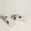 Ball Star LTD da donna con stella in pelle rossa e linguetta del tallone rosa glitterata Ball Star LTD da donna con stella in pelle rossa e linguetta del tallone rosa glitterata