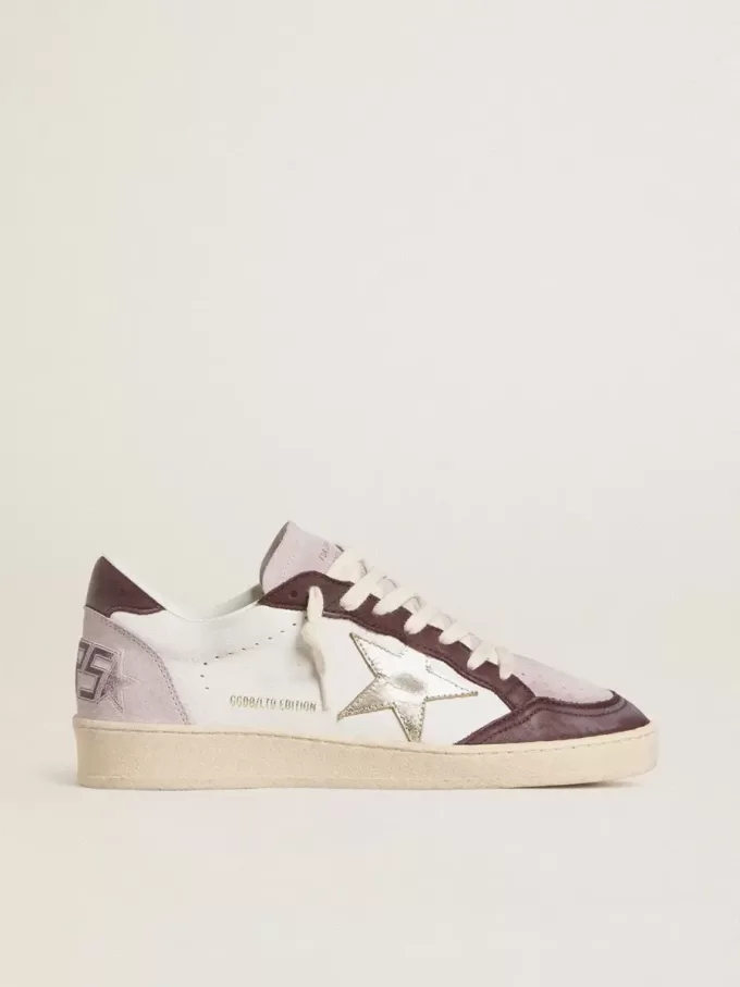 Ball Star LTD da donna in nappa con stella in pelle laminata platino e linguetta sul tallone in nabuk bordeaux