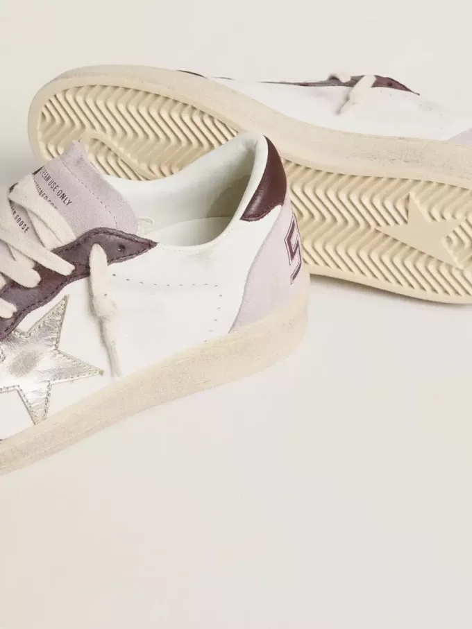 Ball Star LTD da donna in nappa con stella in pelle laminata platino e linguetta sul tallone in nabuk bordeaux