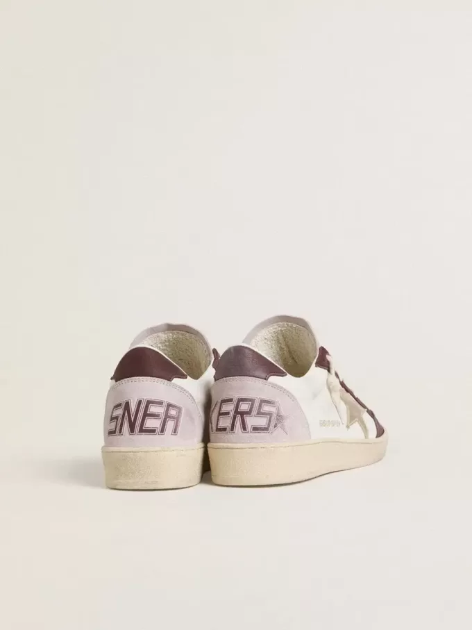 Ball Star LTD da donna in nappa con stella in pelle laminata platino e linguetta sul tallone in nabuk bordeaux