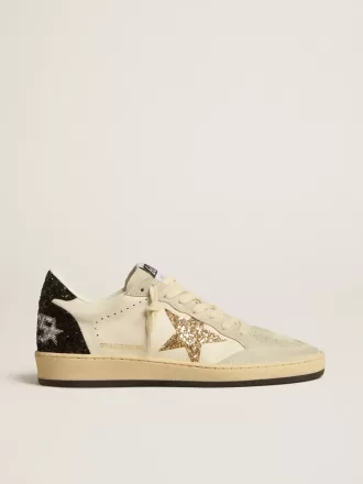 Ball Star LTD da donna in nappa e pelle scamosciata con stella glitterata e linguetta nera sul tallone Ball Star LTD da donna in nappa e pelle scamosciata con stella glitterata e linguetta nera sul tallone