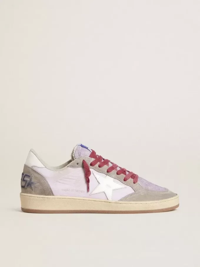 Ball Star LTD da donna in nylon lilla con stella in pelle bianca e inserti in pelle scamosciata Ball Star LTD da donna in nylon lilla con stella in pelle bianca e inserti in pelle scamosciata