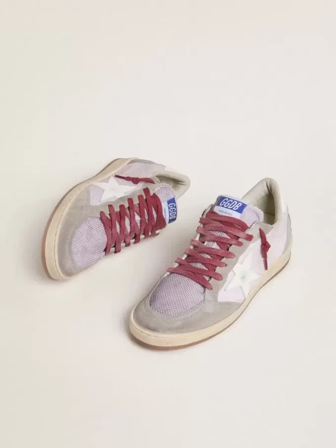 Ball Star LTD da donna in nylon lilla con stella in pelle bianca e inserti in pelle scamosciata Ball Star LTD da donna in nylon lilla con stella in pelle bianca e inserti in pelle scamosciata