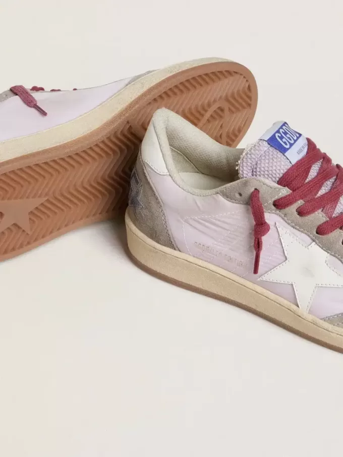 Ball Star LTD da donna in nylon lilla con stella in pelle bianca e inserti in pelle scamosciata Ball Star LTD da donna in nylon lilla con stella in pelle bianca e inserti in pelle scamosciata