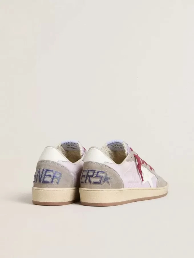 Ball Star LTD da donna in nylon lilla con stella in pelle bianca e inserti in pelle scamosciata Ball Star LTD da donna in nylon lilla con stella in pelle bianca e inserti in pelle scamosciata
