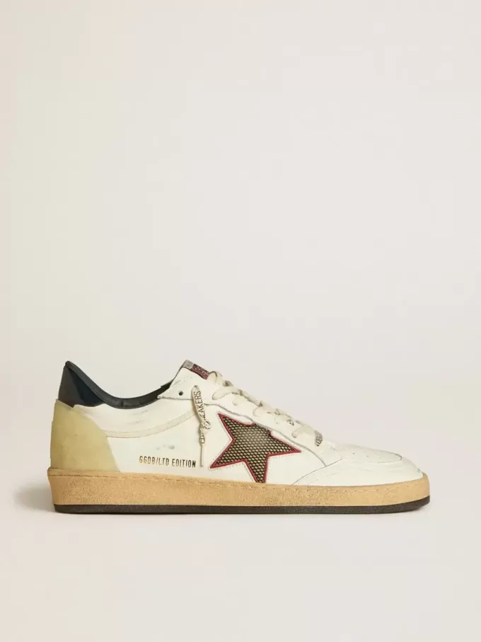 Ball Star LTD da uomo con stella in mesh e linguetta sul tallone in pelle blu notte Ball Star LTD da uomo con stella in mesh e linguetta sul tallone in pelle blu notte