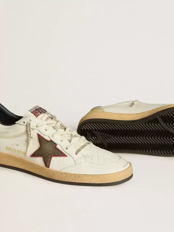 Ball Star LTD da uomo con stella in mesh e linguetta sul tallone in pelle blu notte Ball Star LTD da uomo con stella in mesh e linguetta sul tallone in pelle blu notte