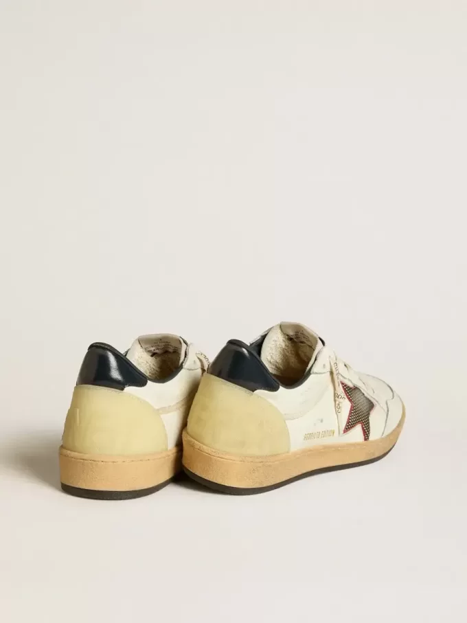 Ball Star LTD da uomo con stella in mesh e linguetta sul tallone in pelle blu notte Ball Star LTD da uomo con stella in mesh e linguetta sul tallone in pelle blu notte