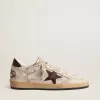 Ball Star LTD da uomo in pelle ecru e mesh bianco con stella marrone Ball Star LTD da uomo in pelle ecru e mesh bianco con stella marrone