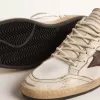Ball Star LTD da uomo in pelle ecru e mesh bianco con stella marrone Ball Star LTD da uomo in pelle ecru e mesh bianco con stella marrone