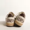 Ball Star LTD da uomo in pelle ecru e mesh bianco con stella marrone Ball Star LTD da uomo in pelle ecru e mesh bianco con stella marrone