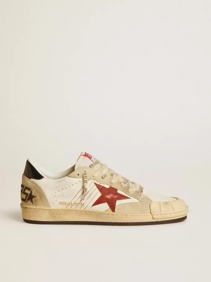 Ball Star LTD da uomo in pelle nappa con stella in pelle rossa e linguetta sul tallone in pelle Ball Star LTD da uomo in pelle nappa con stella in pelle rossa e linguetta sul tallone in pelle