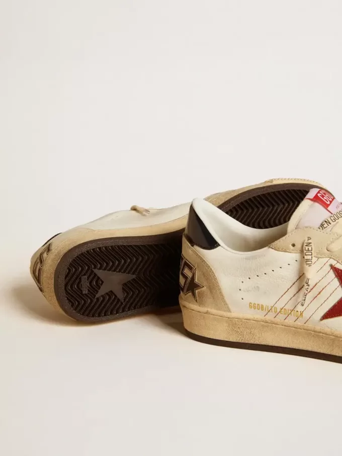 Ball Star LTD da uomo in pelle nappa con stella in pelle rossa e linguetta sul tallone in pelle Ball Star LTD da uomo in pelle nappa con stella in pelle rossa e linguetta sul tallone in pelle