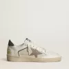 Ball Star LTD in mesh e pelle nappa con stella in pelle grigia e linguetta sul tallone in pelle scamosciata verde Ball Star LTD in mesh e pelle nappa con stella in pelle grigia e linguetta sul tallone in pelle scamosciata verde
