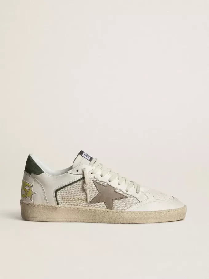 Ball Star LTD in mesh e pelle nappa con stella in pelle grigia e linguetta sul tallone in pelle scamosciata verde Ball Star LTD in mesh e pelle nappa con stella in pelle grigia e linguetta sul tallone in pelle scamosciata verde