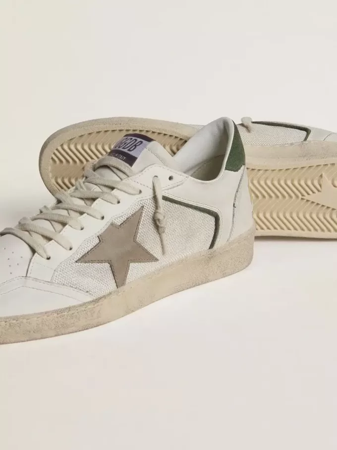 Ball Star LTD in mesh e pelle nappa con stella in pelle grigia e linguetta sul tallone in pelle scamosciata verde Ball Star LTD in mesh e pelle nappa con stella in pelle grigia e linguetta sul tallone in pelle scamosciata verde