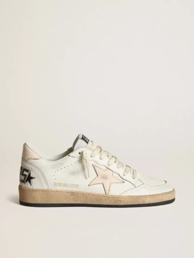 Ball Star LTD in nappa bianca con stella in nappa rosa salmone Ball Star LTD in nappa bianca con stella in nappa rosa salmone