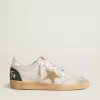 Ball Star LTD in pelle cracklé bianca e mesh con stella in pelle scamosciata Ball Star LTD in pelle cracklé bianca e mesh con stella in pelle scamosciata