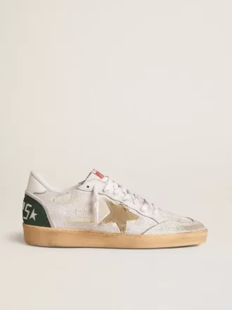 Ball Star LTD in pelle cracklé bianca e mesh con stella in pelle scamosciata Ball Star LTD in pelle cracklé bianca e mesh con stella in pelle scamosciata