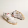 Ball Star LTD in pelle cracklé bianca e mesh con stella in pelle scamosciata Ball Star LTD in pelle cracklé bianca e mesh con stella in pelle scamosciata