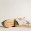Ball Star LTD in pelle cracklé bianca e mesh con stella in pelle scamosciata Ball Star LTD in pelle cracklé bianca e mesh con stella in pelle scamosciata