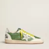 Ball Star LTD in pelle nappa verde con stella in pelle scamosciata bianca e linguetta sul tallone in pelle metallizzata argento