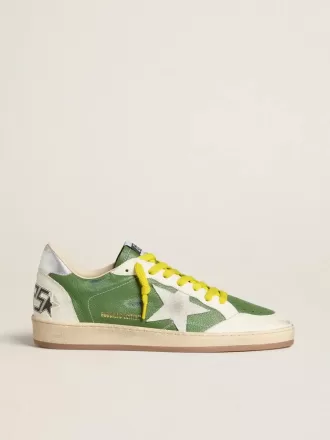 Ball Star LTD in pelle nappa verde con stella in pelle scamosciata bianca e linguetta sul tallone in pelle metallizzata argento