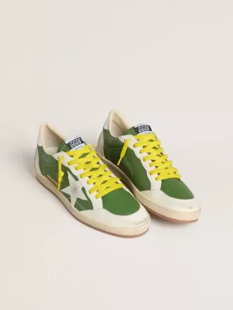 Ball Star LTD in pelle nappa verde con stella in pelle scamosciata bianca e linguetta sul tallone in pelle metallizzata argento