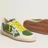 Ball Star LTD in pelle nappa verde con stella in pelle scamosciata bianca e linguetta sul tallone in pelle metallizzata argento