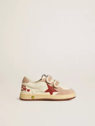 Ball Star Teen in nappa e pelle scamosciata con stella rossa e cuore rosso ricamato Ball Star Teen in nappa e pelle scamosciata con stella rossa e cuore rosso ricamato