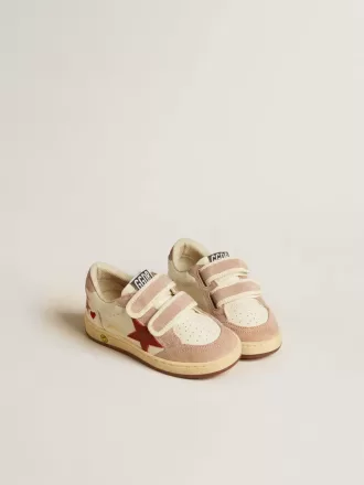 Ball Star Teen in nappa e pelle scamosciata con stella rossa e cuore rosso ricamato Ball Star Teen in nappa e pelle scamosciata con stella rossa e cuore rosso ricamato