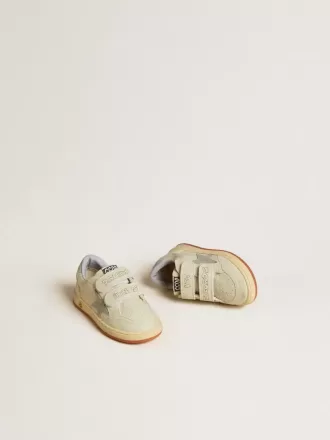 Ball Star Teen in pelle bianca con stella azzurro polvere e linguetta sul tallone
