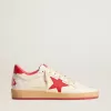 Ball Star  Wishes da uomo in pelle bianca con stella rossa e linguetta sul tallone