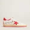 Ball Star Wishes da donna in pelle bianca con stella rossa e linguetta sul tallone Ball Star Wishes da donna in pelle bianca con stella rossa e linguetta sul tallone