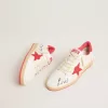 Ball Star  Wishes da uomo in pelle bianca con stella rossa e linguetta sul tallone