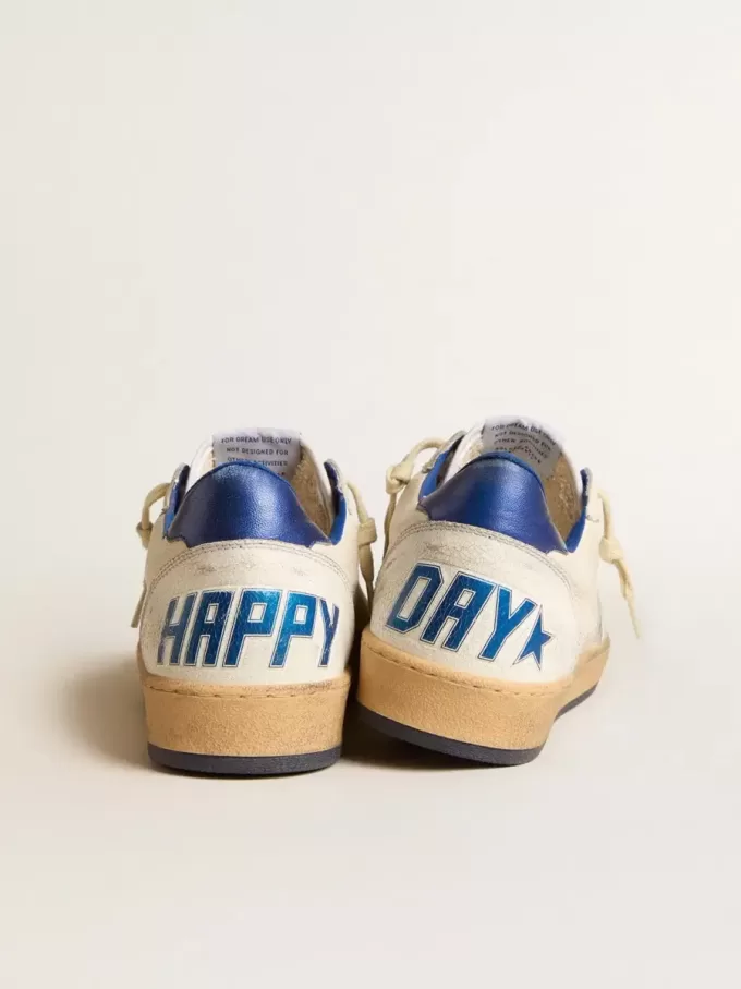 Ball Star Wishes da uomo in pelle nappa bianca con stella blu brillante e linguetta sul tallone